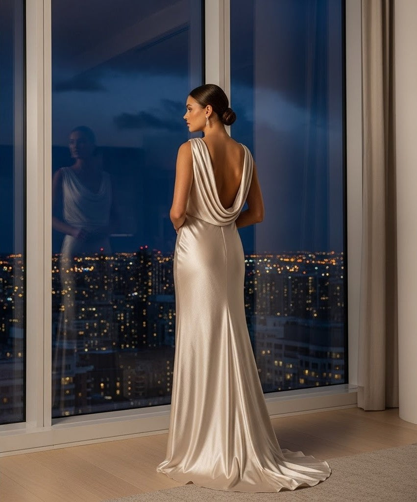 Shimmering Silk Evening Gown